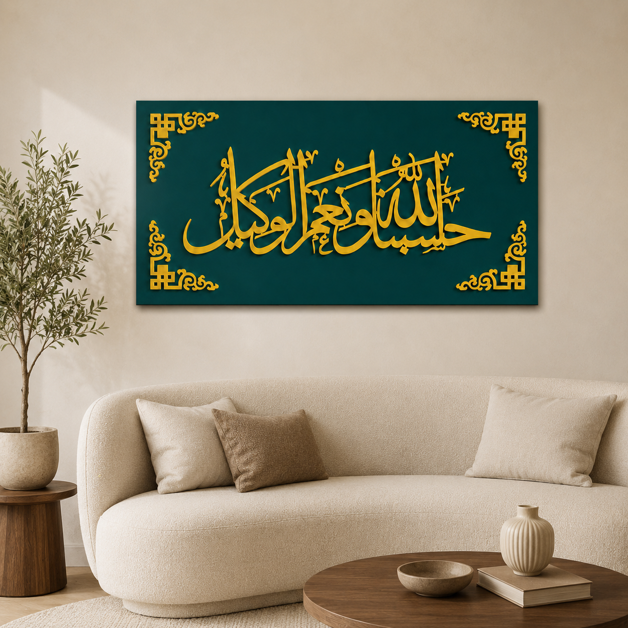 Hasbunallahu Wa Ni'mal Wakeel Islamic Wall Art – 16×32 Inch MDF & Acrylic