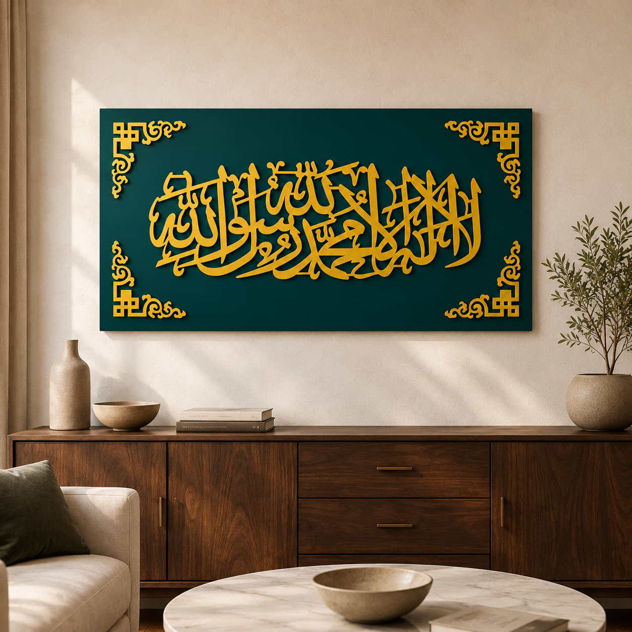 La Ilaha Illallah Muhammadur Rasulullah Islamic Wall Art – 16×32 Inch MDF &amp; Acrylic
