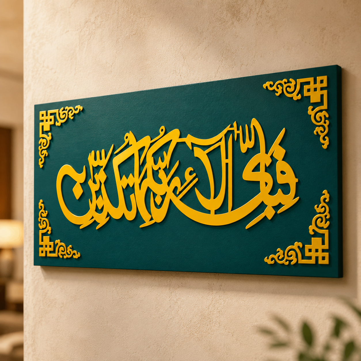 Fabi Ayyi Ala-i Rabbikuma Tukazziban Islamic Wall Art – 16×32 Inch MDF & Acrylic