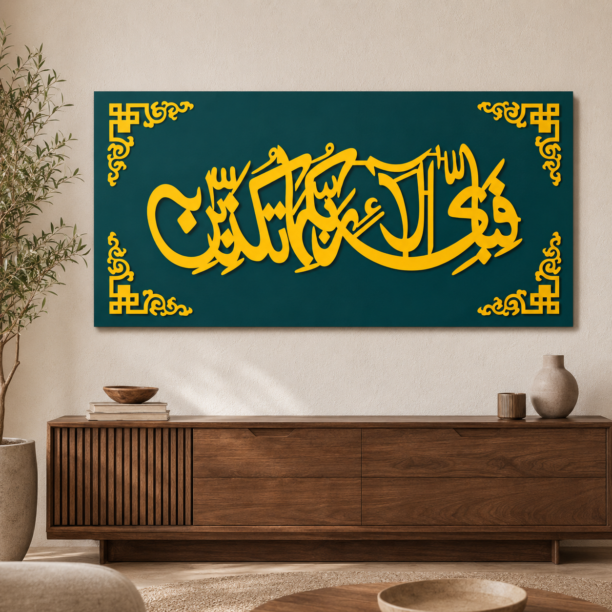 Fabi Ayyi Ala-i Rabbikuma Tukazziban Islamic Wall Art – 16×32 Inch MDF & Acrylic